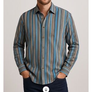 ✨STUNNING ✨ NEW ETRO Milano vibrant striped shirt sz46/XXL Price Firm !